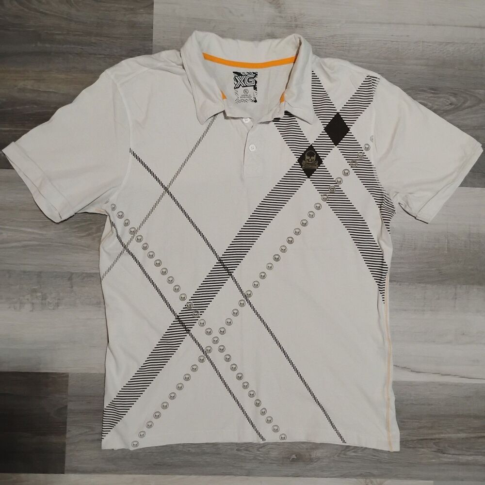 XG Skull Polo Shirt Mens XL Short Sleeve Gothic Tattoo Biker Rock Punk